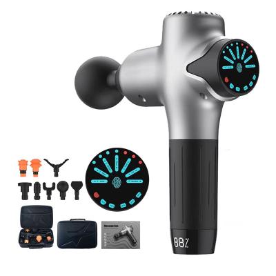 China 2021 latest private label body fitness massage gun with 6 heads tips sumsung rechargeable battery with carry case for sale