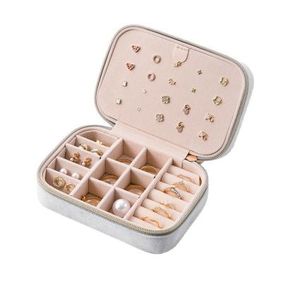 China Stylish Portable Leather Earrings Ring Gift Jewelry Box PU Necklace Jewelry Storage Box Travel Display Box for sale