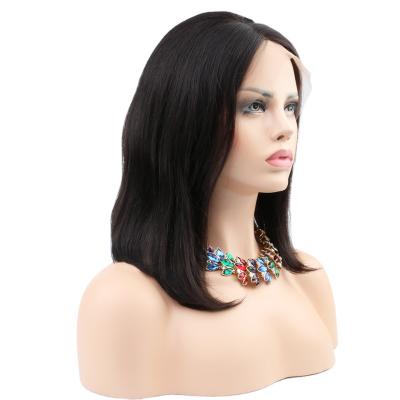 China Hot Silky Straight Short Length Indian Temple Hair Lace Front Wigs Bleached Knots Straight Dangle Lace Wigs Free Shipping for sale