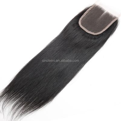 China Brazilian Straight Middle Part Hair 4x4 Lace Up Closure 10-20 Inch 100% Natural Remy Virgin Hair Color Human Hair for sale