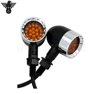 China Amber PC Chrome Bezel Plastic Vintage Motorcycle Aluminum Custom Turn Signal Lights for sale