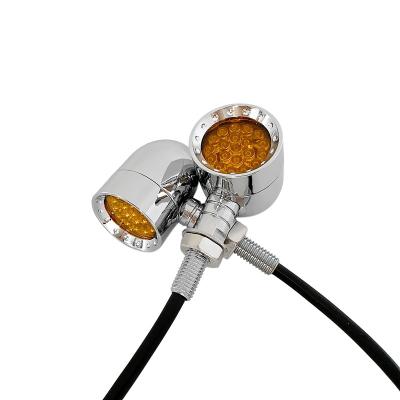 China Cast Aluminum Antique Chrome Mini Bullet LED Turn Signal Lights For Roadster for sale