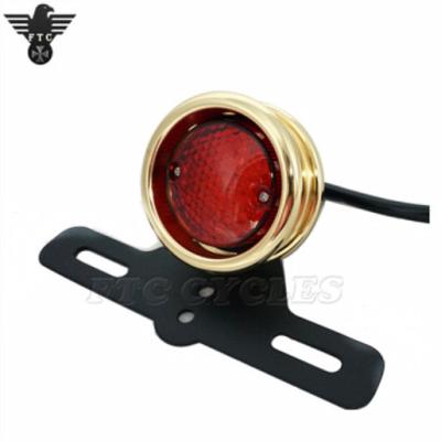 China Retro Classic Aluminum Plating Copper LED Motorcycle Tail Light For Cafe Racer for sale