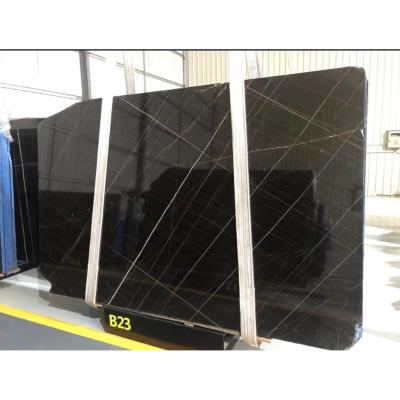 China Customized Wholesale Black Marble Tiles Modern Gold Slab Black Marble Stone Wall Tiles for sale