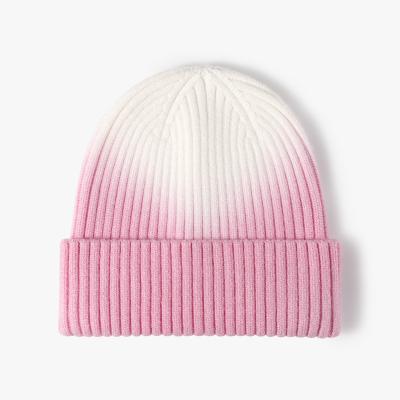 China COMMON Trendy Winter warm core spun yarn tie-dye knit hats beanie with your own logo for sale