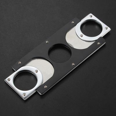 China Portable Rectangular Black Cigar Stainless Steel Scissors Smoking Accessories Cigar Cutter For Men for sale