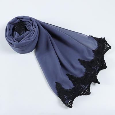 China New Black Lace Shawls Manufacturers Durable Chiffon Scarf Long Chiffon Blanket Scarf Shawl for sale