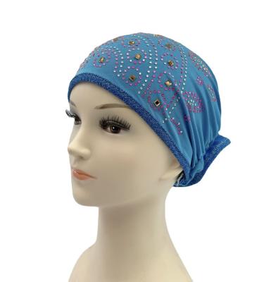 China Durable Hot Selling Head Cover For Woman Stain Ice Silk Arabian Hot Drill Head Scarf For Women Hijab for sale