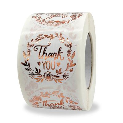 China Waterproof Custom Labels Adhesive Rose Gold Foil Thank You Stickers For Small Business for sale