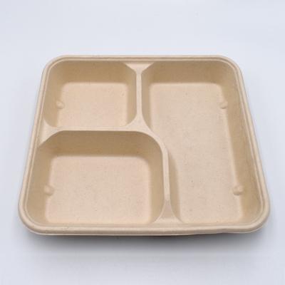 China Microwavable Food Packaging Containers Leak Proof Biodegradable Lunch Box With Dividers for sale