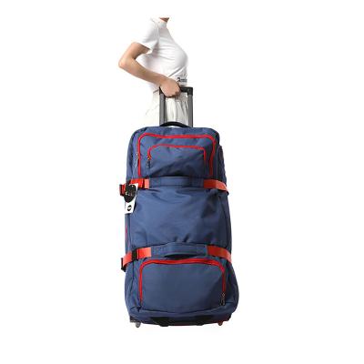 China Polyester 2 Rolled Rolling Duffel Bag 140L Large Travel Rolled Fleece Luggage With Rollers for sale