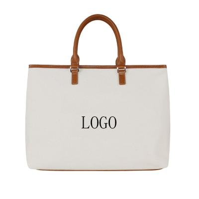 China Water Resistant Initial Embroidery Monogram Personalized Cotton Tote Bag Reusable Grocery Shopping Gift Picnic Beach Bag For Women for sale