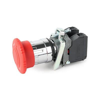 China XB4-BS545 22mm silve plastic copper high quality emergency stop mushroom switch self-locking push button for sale