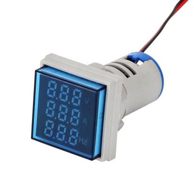 China NIN Square Panel Indicator Voltmeter Ammeter Frequency Meter Led Digital Display Voltage Amp Hz Meter AD101-22VAHZS Measure-Blue for sale