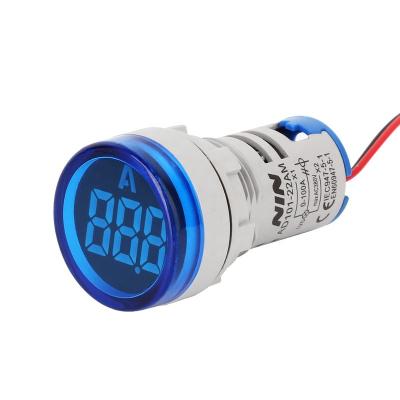 China NIN Blue 22mm Blue Single Ammeter Digital Meter 100A AC LED Indicator AD101-22AMS for sale