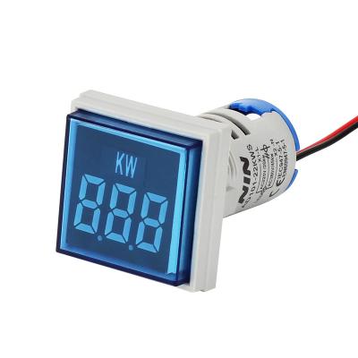 China Best Selling NIN Mini Square Panel Large Tube Indicator Digital Electricity Meter Led Digital Display Electric KW AD101-22KWS Meter-Blue for sale