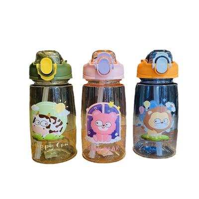 China Kindergarten Free Portable Wholesale High Value Summer Straw Bottle BPA Kids Flat Water Bottle for sale