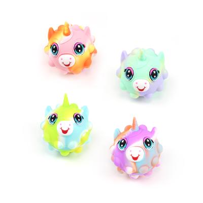 China Eco-friendly Material Unicorn Fidget Pop Stress Squeeze 3D Ball Snap Toy for sale