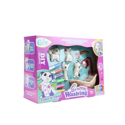 China Cute Educational Washable Coloring Painting Drawing DIY Painting Cheap Kids Doll DIY Toy Set for sale