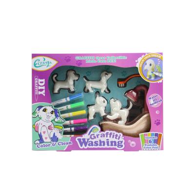 China Cute DIY Painting Kids Educational Washable Doll Kids Coloring Painting Drawing Toy Set for sale