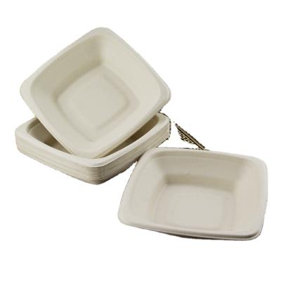 China Eco Disposable Yellow Bagasse Salad Disposable Bowl With Lid for sale