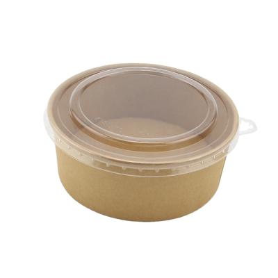 China Disposable Eco Friendly Restaurant To Go Kraft Paper Salad Bowl With Lid for sale