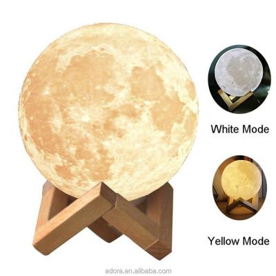 China Decoration Room Decortaion 3D Printing 2 Colors Touch Moon Shap Contral Lamp for sale