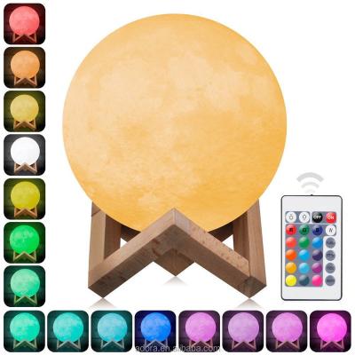 China Decoration Room Decortaion 3D Printing 16 Colors Moon Shap Remote Contral Lamp for sale