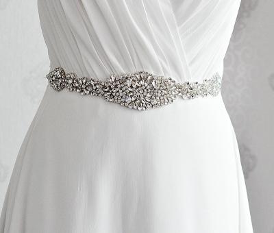 China Flatback rhinestone appliques rhinestone bridal sash softly stitched with grade A qualilty for sale