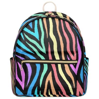 China Waterproof PU Leather Women Backpack Purse Casual Shoulder Bag Mini Fashion Daypacks For Women Girls Cute Zebra Print for sale