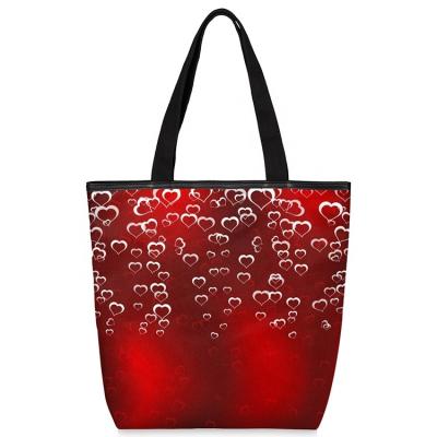 China Large Capacity Sublimation Reused Reusable Bag Logo Print Grocery Shopping Bag Custom Zipper Tote Bags Large Tote Canvas for sale