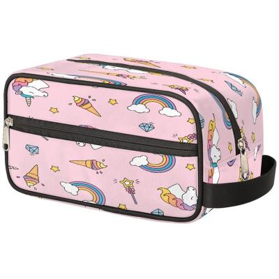 China Durable Custom Large Pattern Toiletry Bag Zipper Water Resistant Makeup Travel Cosmetic Bag With Handle For Normal Toiletries for sale