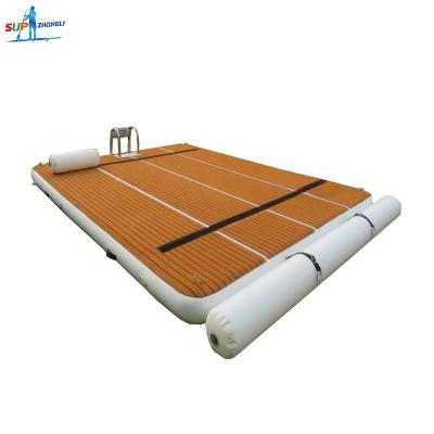 China Outdoor Point Water Teak Floating Pontoon Jet Ski Dock Inflatable Swimming Deck Island for sale