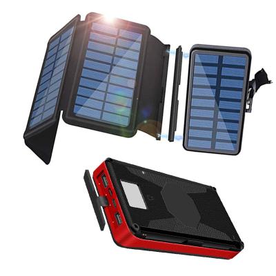 China Protable 25000 Mah Waterproof Travel Solar Power Bank Solar Power System Charging Solar Panel Bank Outdoor Foldable Solar Phone Charger for sale