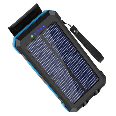 China Large Lit Outdoor Solar Power Bank Solar Panel Charging High Capacity Camping 30000mah Solar Charger For Cell Phone Dual USB Solar Mobile Charger for sale