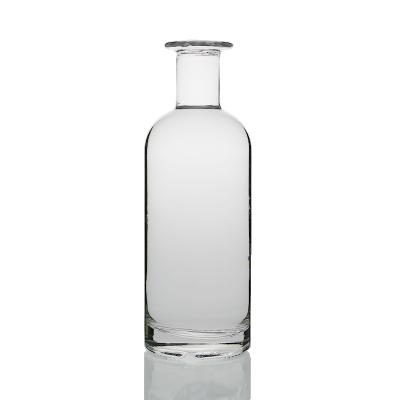 China Extra Wide Lip Flint Glass Liquor Bottle 70cl Gin Bottle Cylinder Round Shape Shell Glass Bottles 700ml for sale