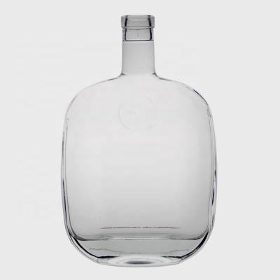 China Liquor custom transparent wine bottle for sale 1000ml flat bottle glass 1 L wine water bottles for sale