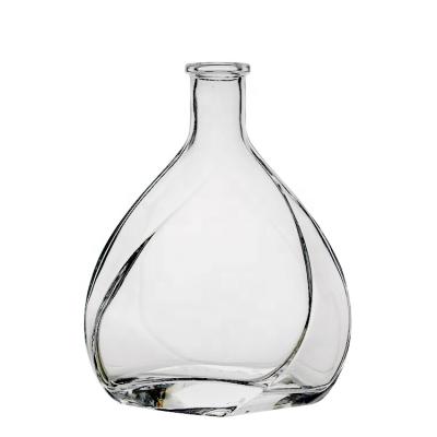 China Luxury Liquor Bottles Fancy 1000ml Large Liquor Xo Container 1 Liter Custom Glass Bottle 1L Super Empty Flat Liquor Decanter for sale