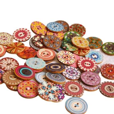 China Sustainable 25mm Custom DIY Printed Wooden Buttons 100pcs/bag for sale