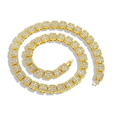 China Wholesale 9mm Hip Hop Duyizhao Hip Hop Gold Plated Iced Out Cuban Chain Necklace Diamond Choker Men Necklace Square Shape Jewelry for sale