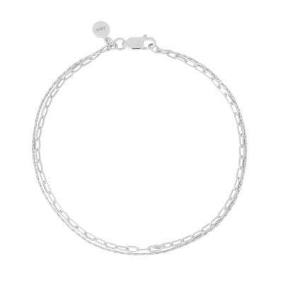 China TRENDY Silver Plated Personality Double Chain Bracelet Bangle For Gifts Adjustable Chain Link Bracelets For Women Girls Jewelry for sale