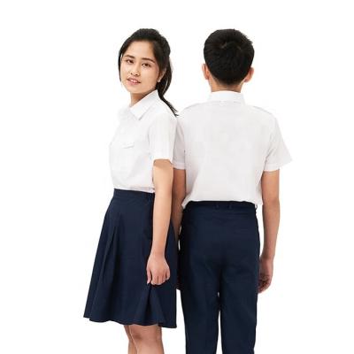 China Healthy School Uniform For Secondary Students Customized Design White Unisex Shortsleeve Shirt For Kids for sale