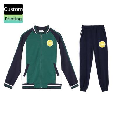 China Healthy High Quality Custom Design Print School Uniform High Green Red Blue Adult Kids School Clothes 3 Pieces Sportswear Tracksuits for sale