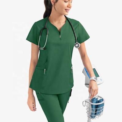 China Comfortable Custom Hospital Nurse Uniform Tops Polyester Rayon Spandex Scrubs Uniforms Hospital Para Locker Uniform Sets for sale