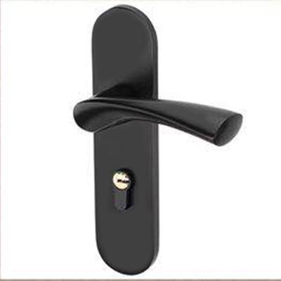 China Modern Simple Design Alumina Cast Black Matte Pull Door Lock With Handle for sale