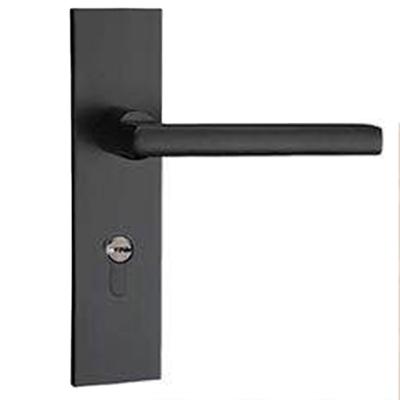 China Modern Interior Round Door Handle Black With Stainless Steel Lock Set Body And Brass Cylinder for sale