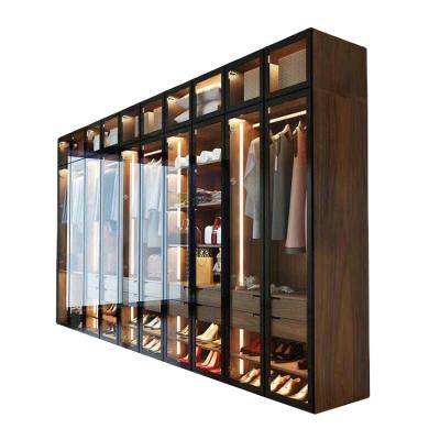 China Modern Design Bedroom Wardrobe Professional Modern Cabinet Swing Aluminum Alloy With Glass Door for sale