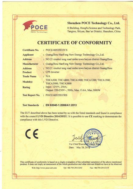 THCA series CE certification - Guangzhou HanFong New Energy Technology Co., Ltd.