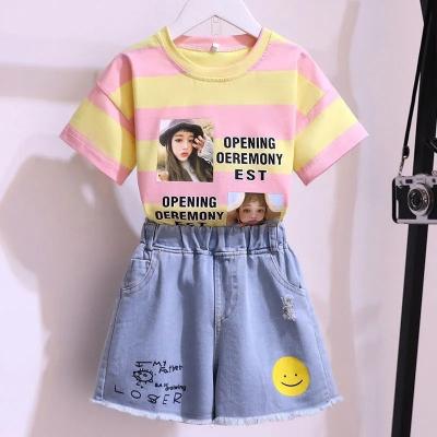 China Striped Smiley Denim Suits Kids Denim Clothes XXS XS S M L for sale