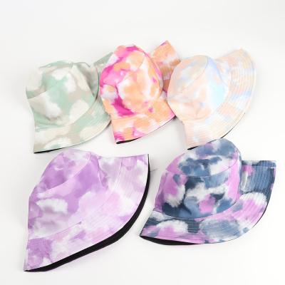 China 2022 Fashion Factory Custom Hot Popular Custom Logo Breathable Tie Dyed Reversible Mesh Summer Outdoor Bucket Hat for sale